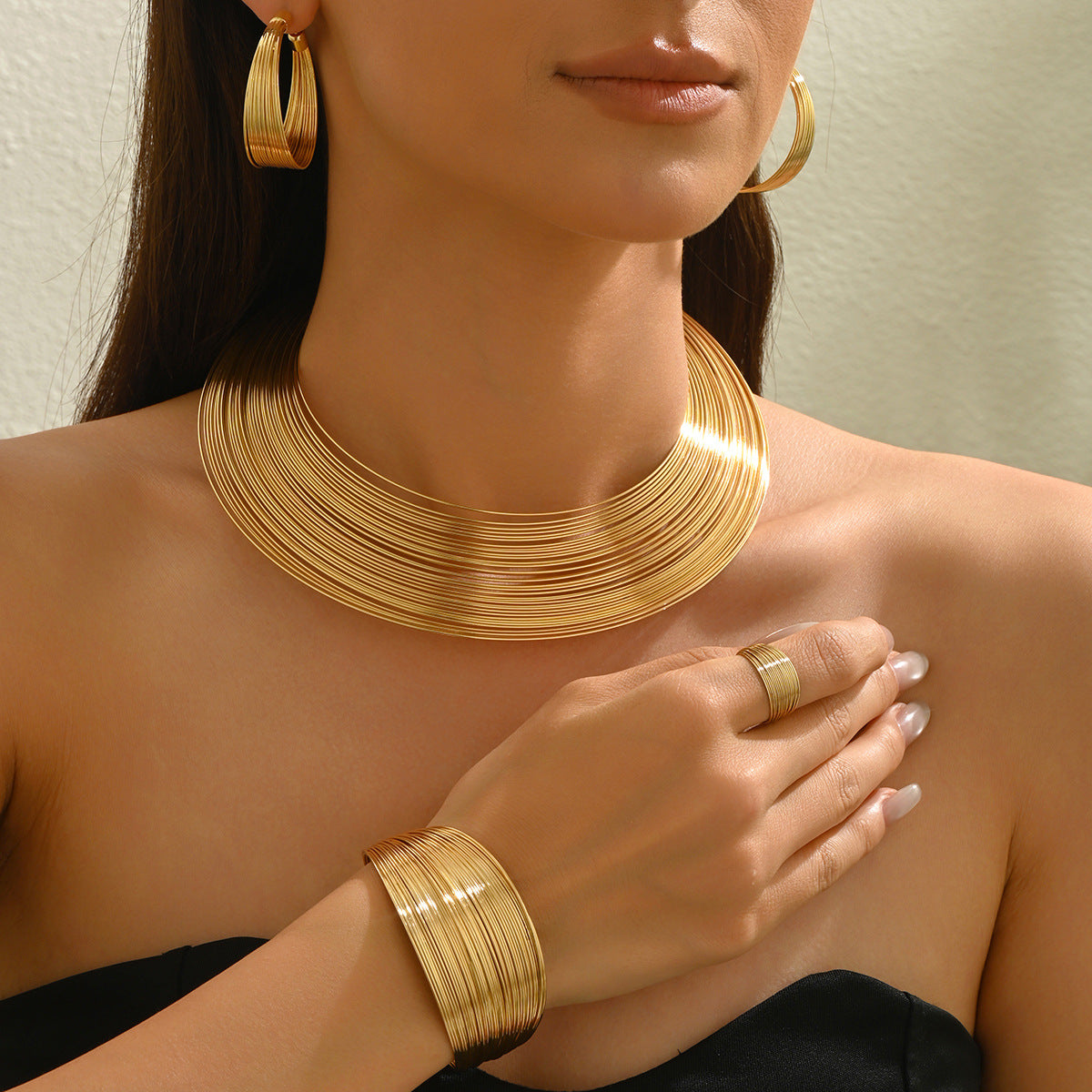 Geometric Multi-Layer Metal Jewelry Set (MAC417)