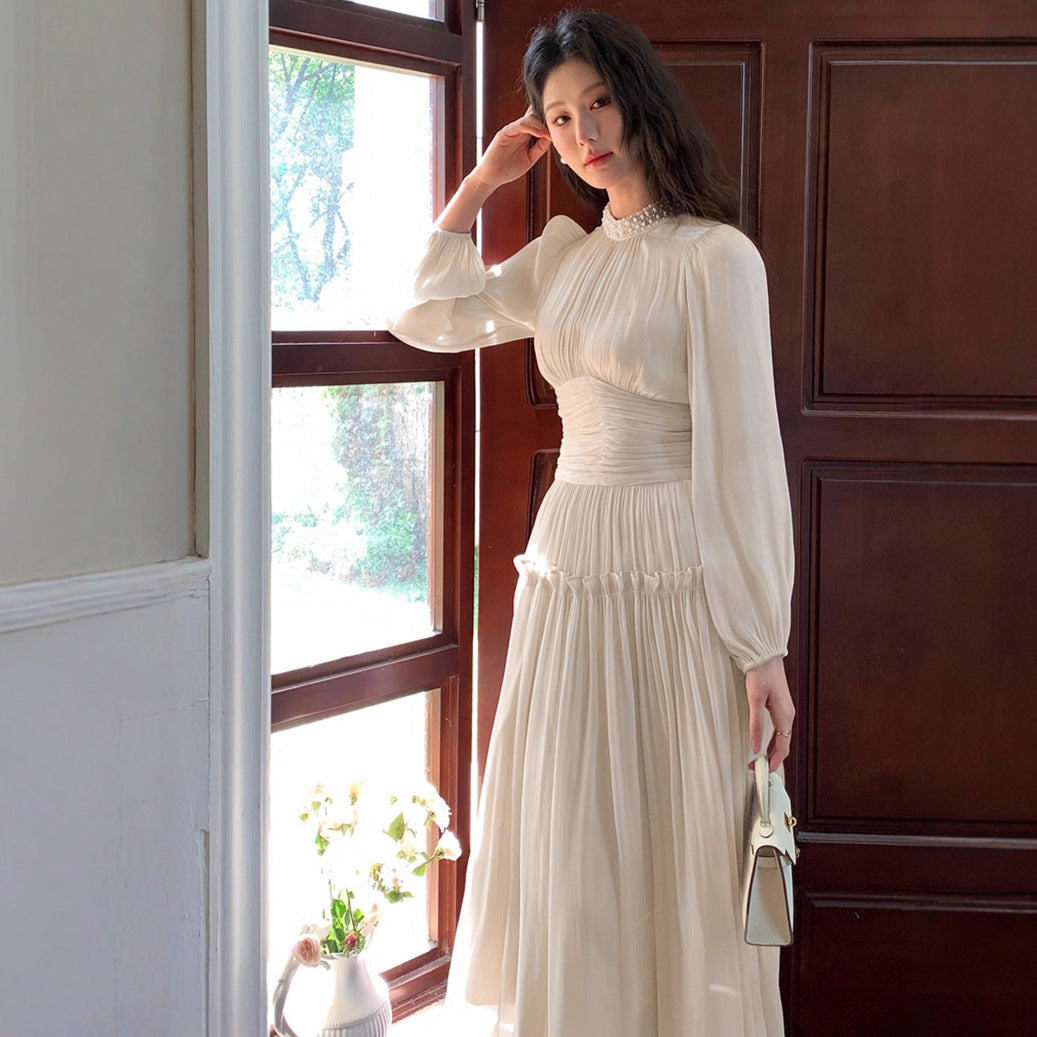 Beaded High-Neck A-Line Maxi Dress(MS553)