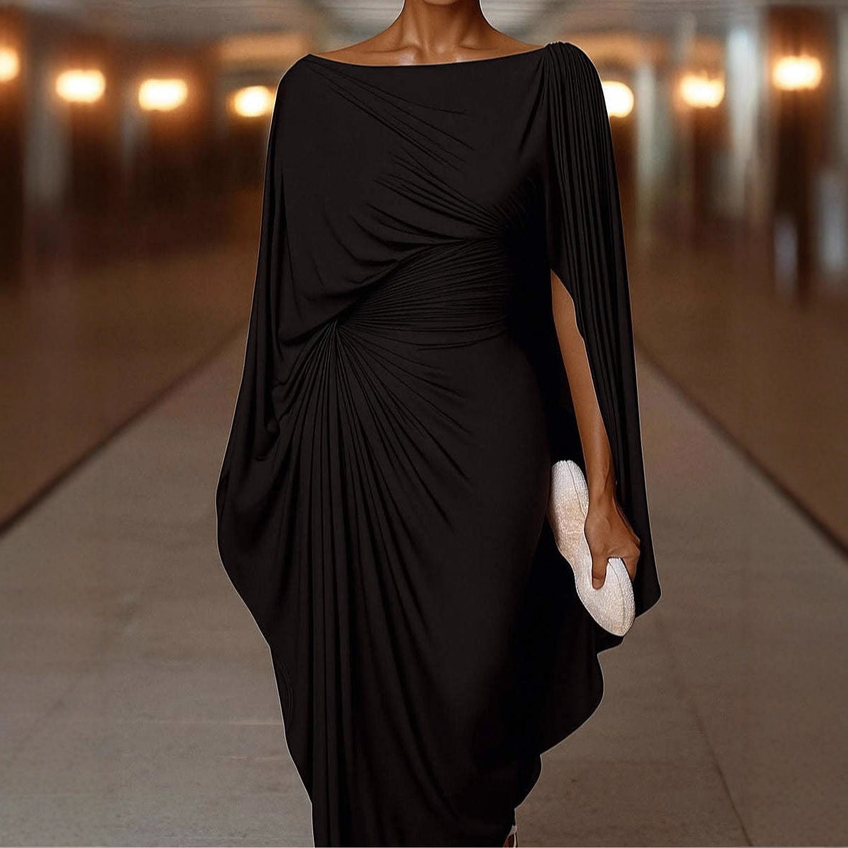 Pleated Evening Dress | Off-Shoulder Ruched Bodycon Gown(MS275)