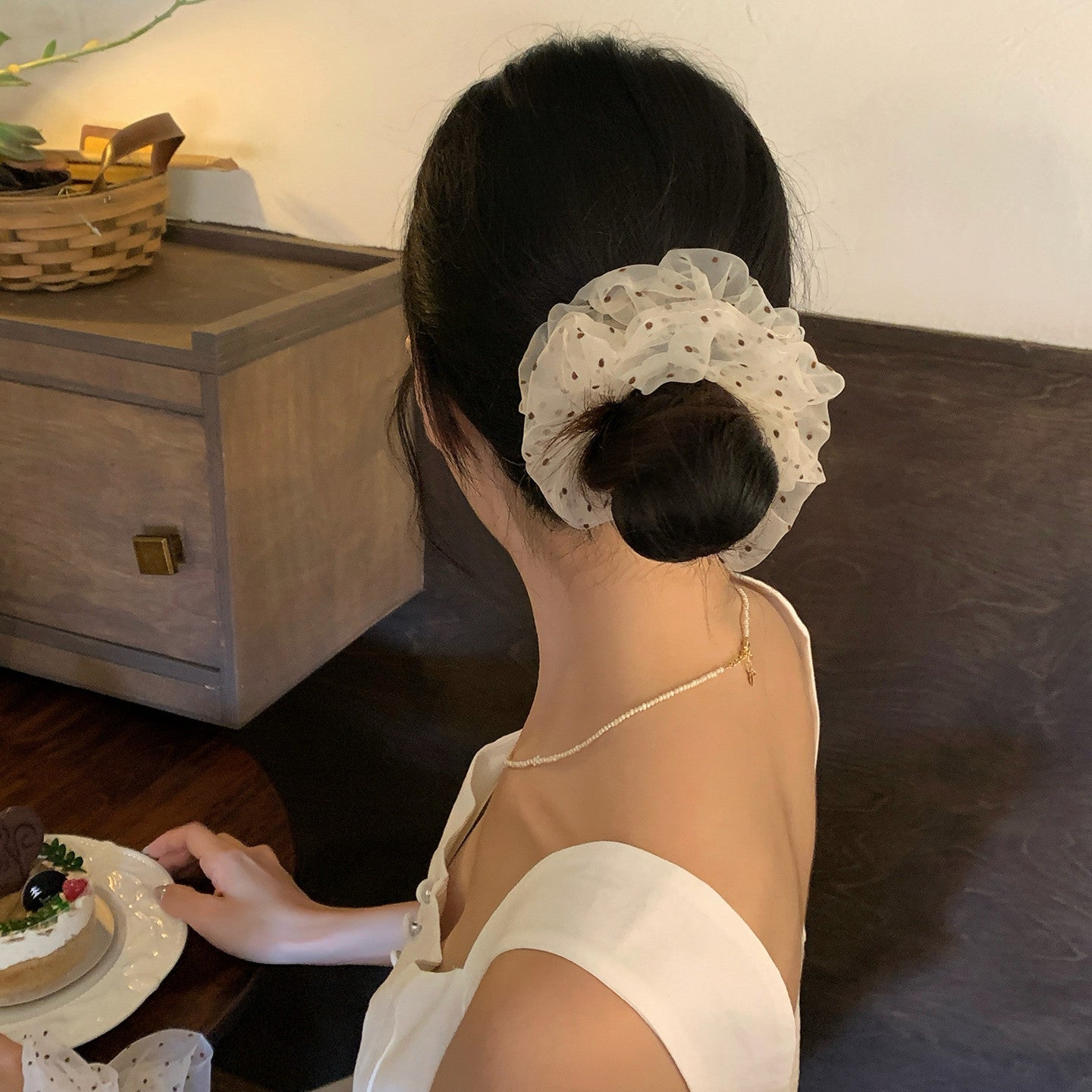 Polka Dot Scrunchie Hair Tie（MAC464）