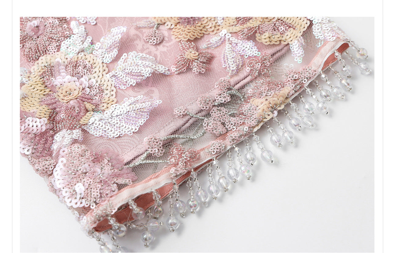 Luxury Embroidered Floral Jacket & Skirt Set(MS307)