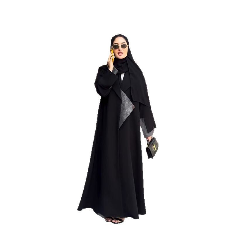 Fashion Forward Long Sleeve Paneled Black Coat | Elegant Long Outerwear(MOA243)