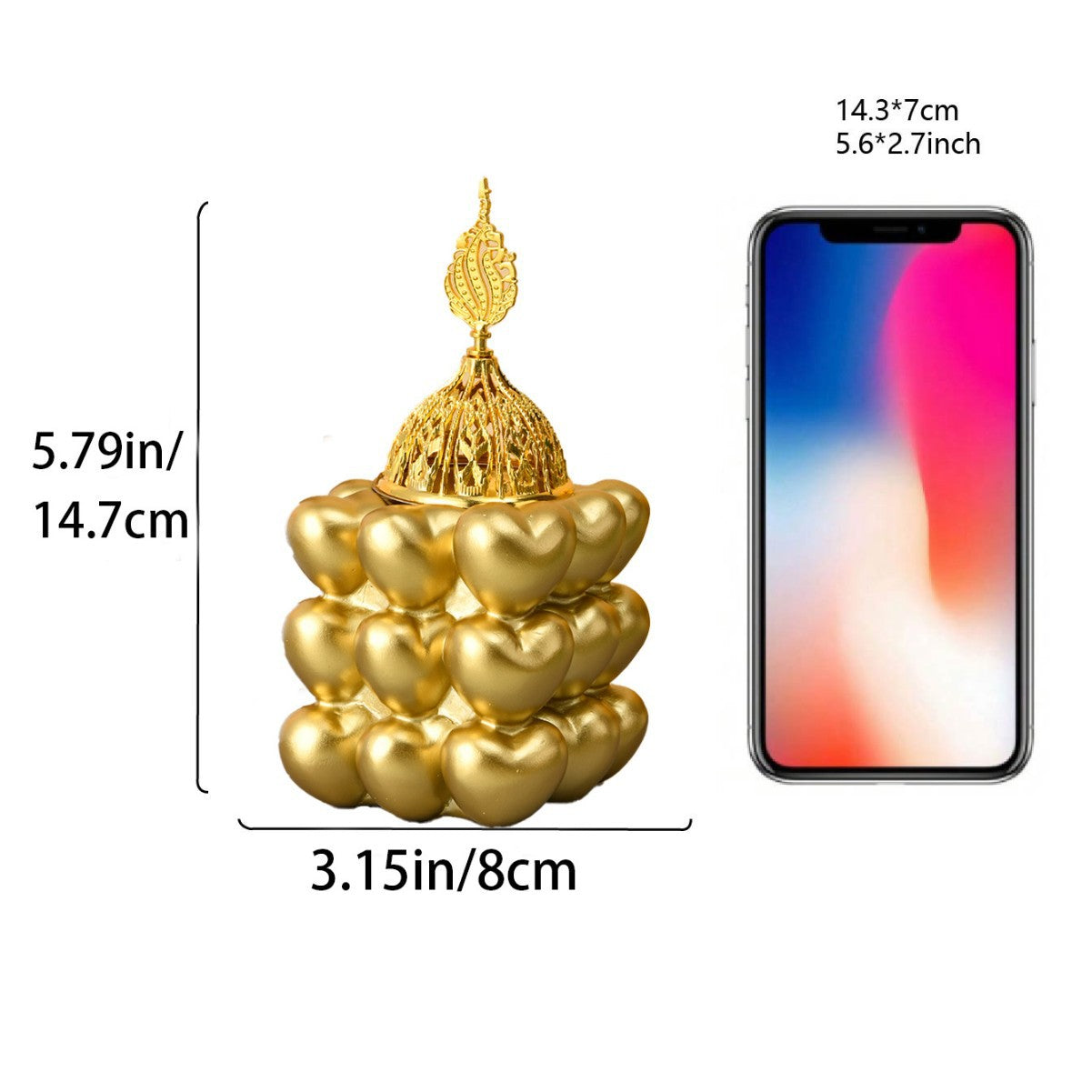 Resin Decorative Heart-Shaped Cube Incense Burner (MAC401)