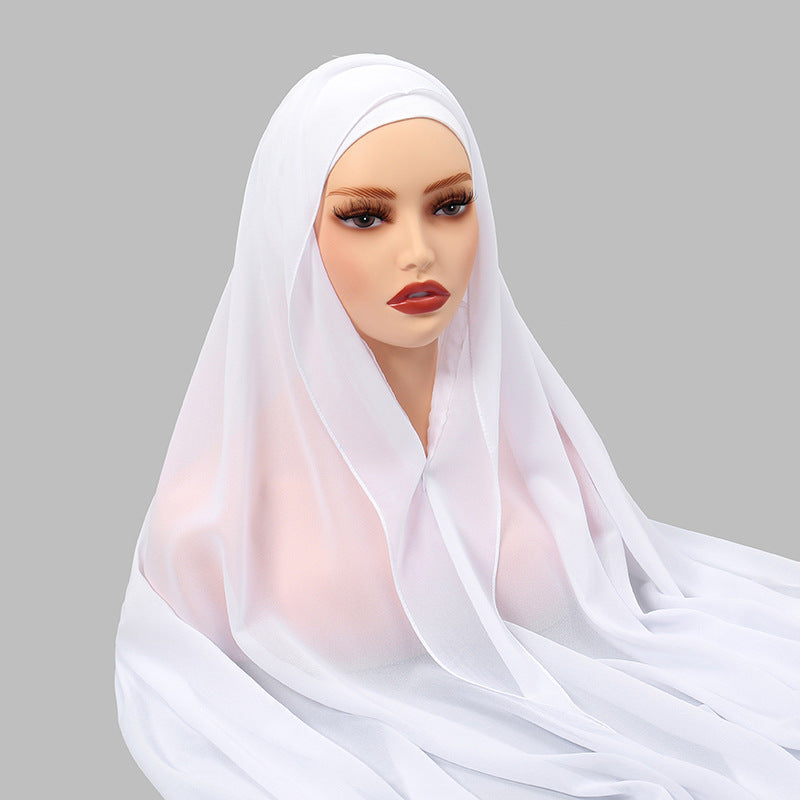Magnetic Chiffon Instant Hijab | Easy-Wear Square Scarf with Anti-Slip Magnetic Closure(MH152)
