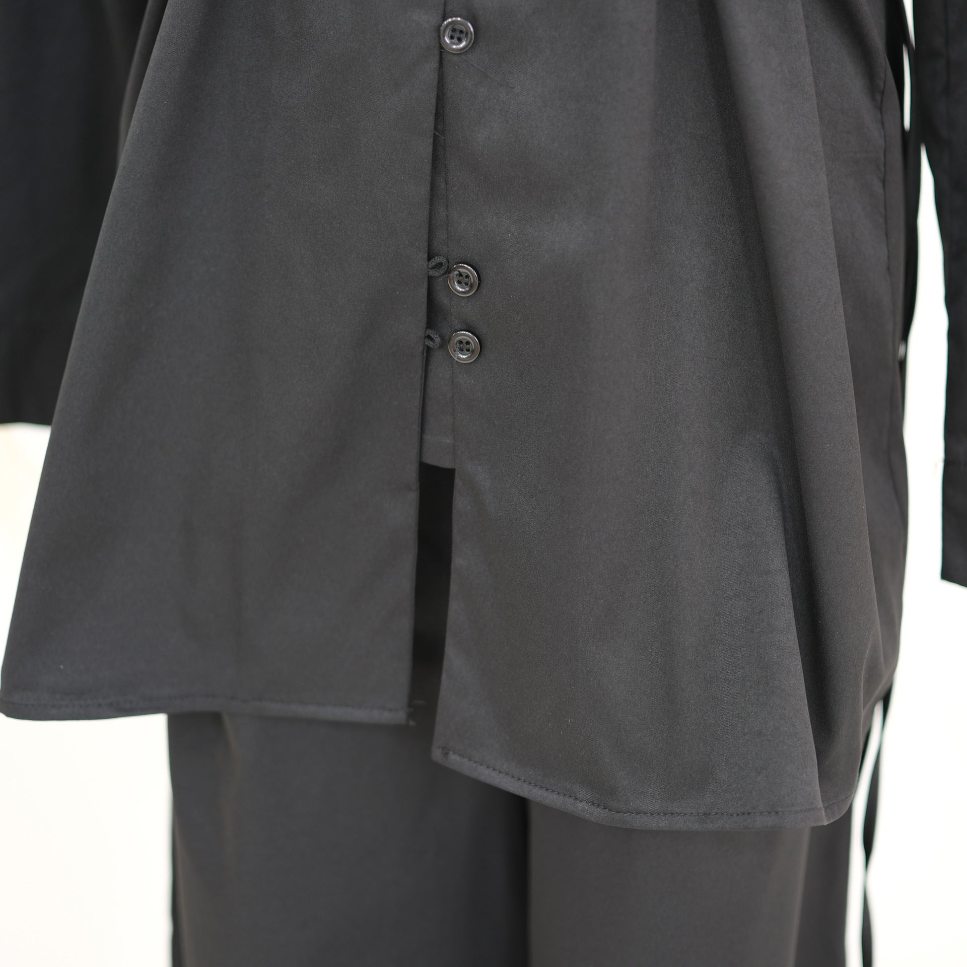 Button-Front Longline Top & Wide-Leg Trouser Set(MS456)