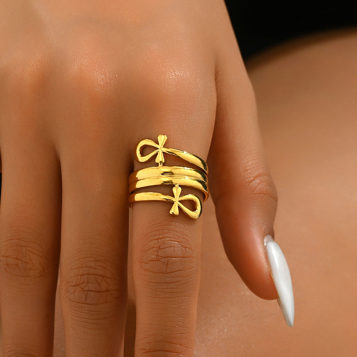 Minimalist Bow Design Statement Ring (MAC411)