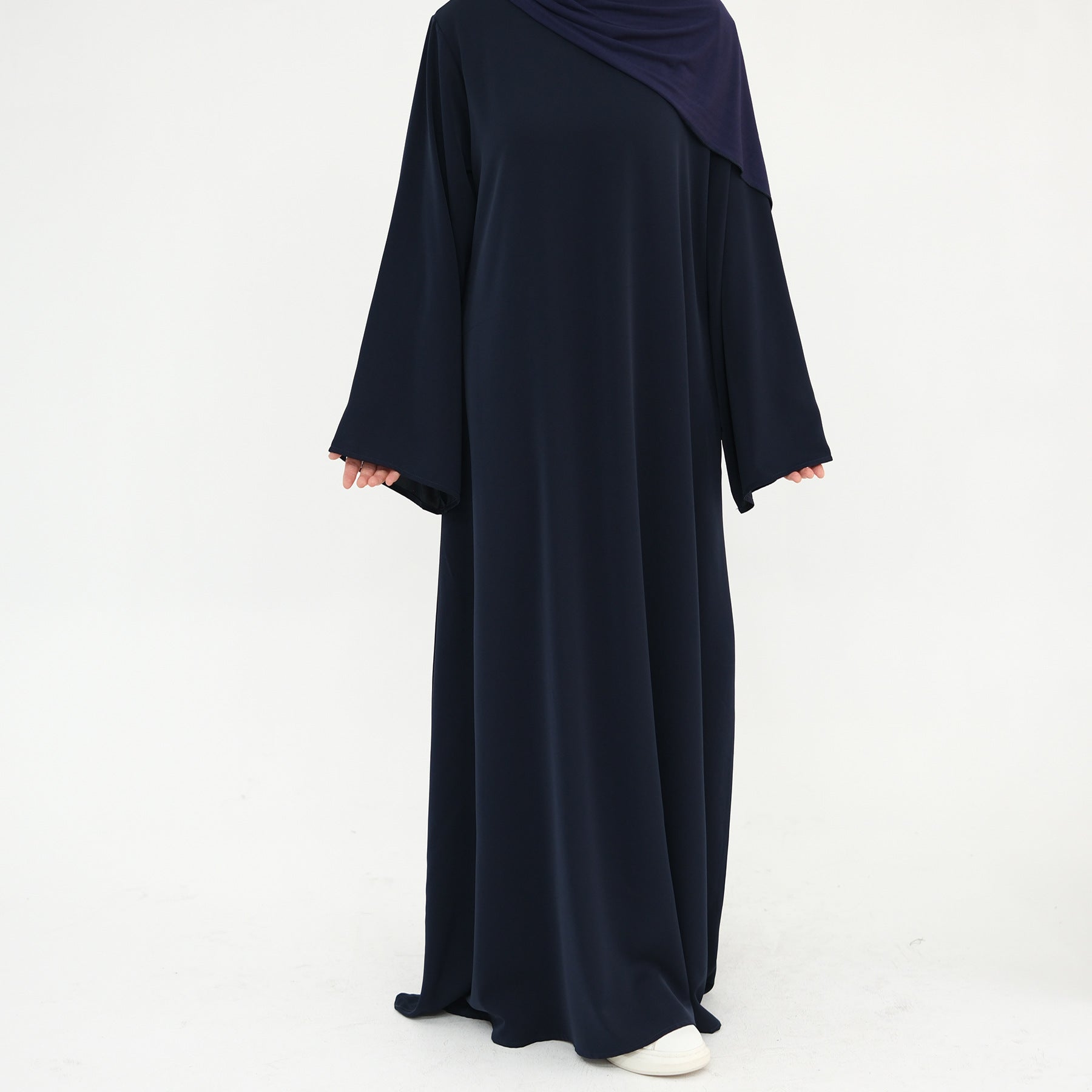 Solid Color Nida Abaya with Belt | A-Line Maxi Dress(MA359)