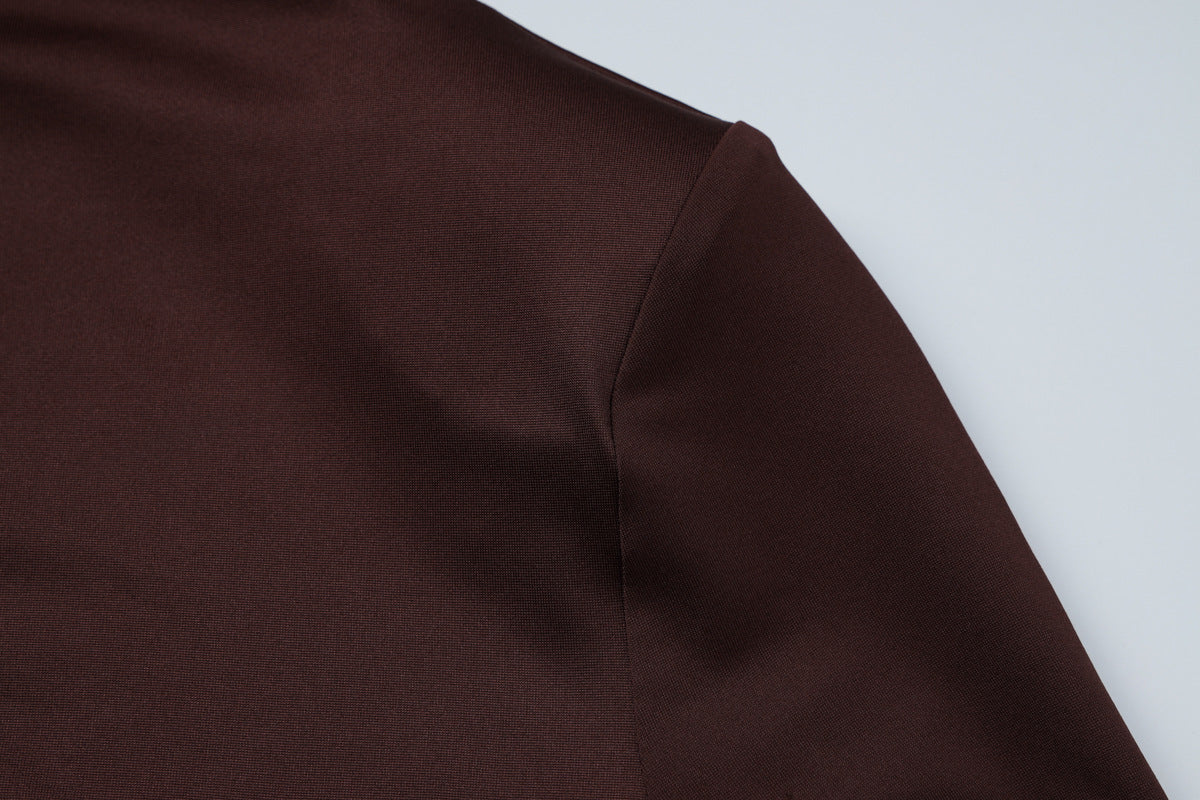 Ruched Bodycon Gown with Metal Hardware | High Neck Modal Maxi Dress(MS233)