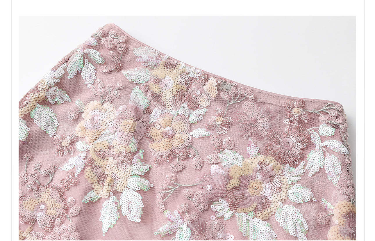 Luxury Embroidered Floral Jacket & Skirt Set(MS307)