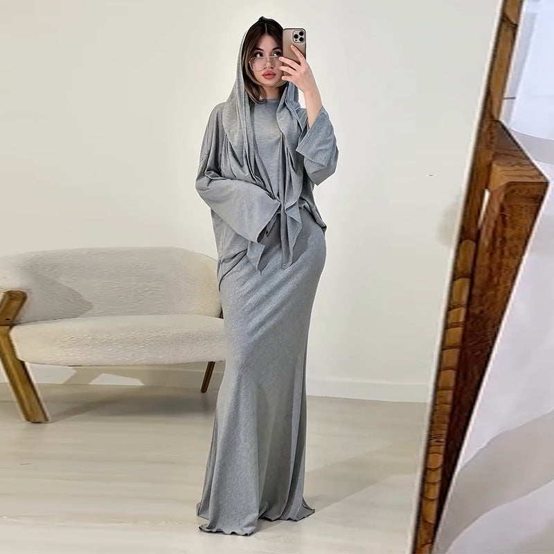 Comfortable Loose Hijab & Long Sleeve Skirt Set | Two-Piece Modest Outfit(MS127)