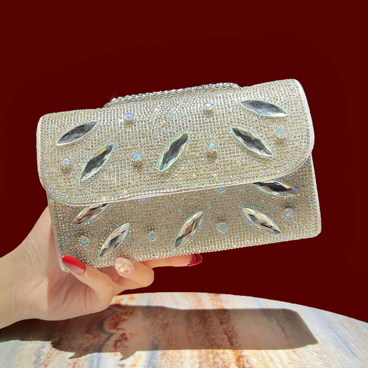 Elegant Faux Pearl Evening Clutch Bag - Vintage Style Beaded Handbag & Crossbody Purse for Weddings & Parties（MAC490）