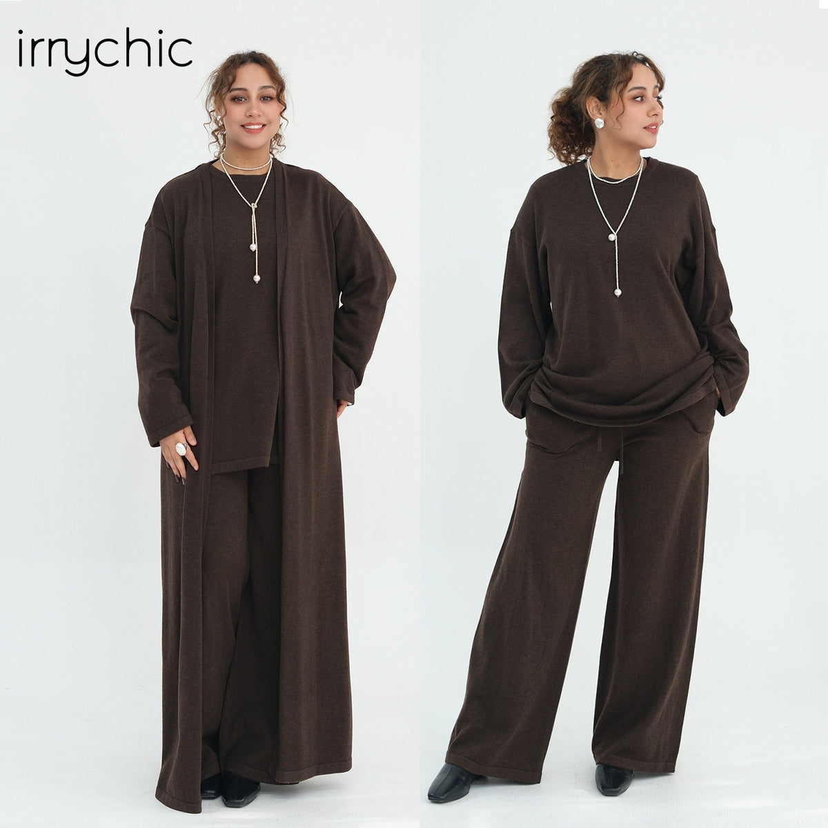 Solid Knit Top & Pants Set(MOA350)
