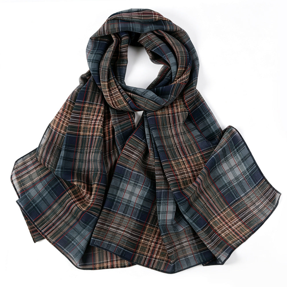 Vintage Tartan Plaid Lightweight Hijab Scarf(MH258)