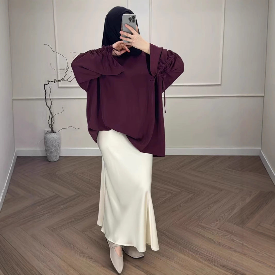 Oversized Tunic & Mermaid Skirt Set | Colorblock Two-Piece Outfit(MS225)