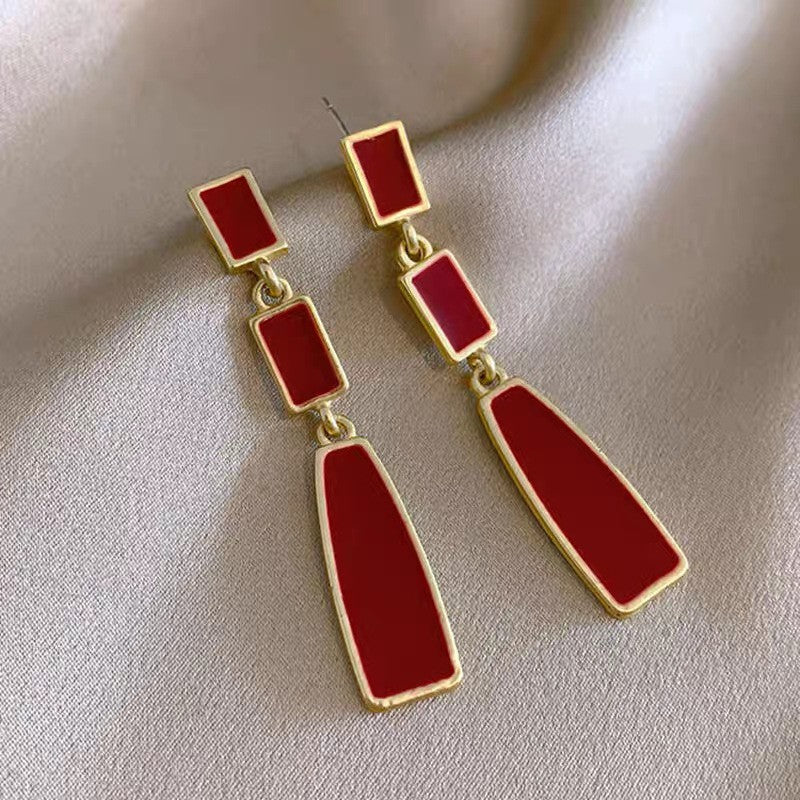 Vintage Wine Red Pearl Stud Earrings（MAC466）