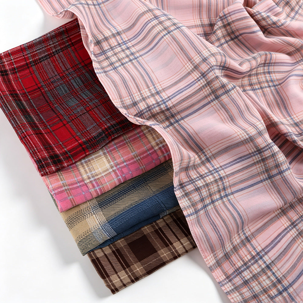 Vintage Tartan Plaid Lightweight Hijab Scarf(MH258)