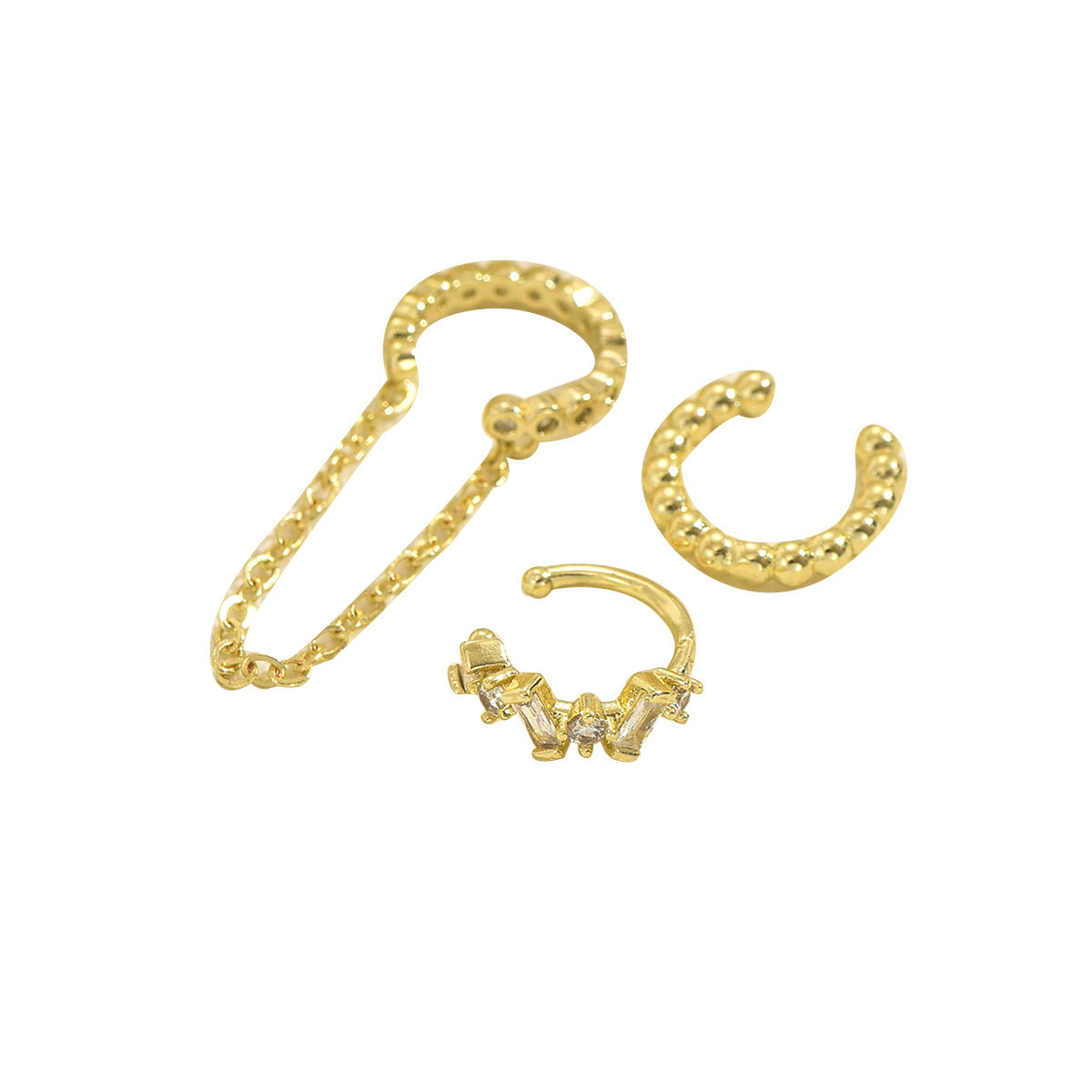 Chain Tassel Crystal Ear Cuff Set (MAC413)