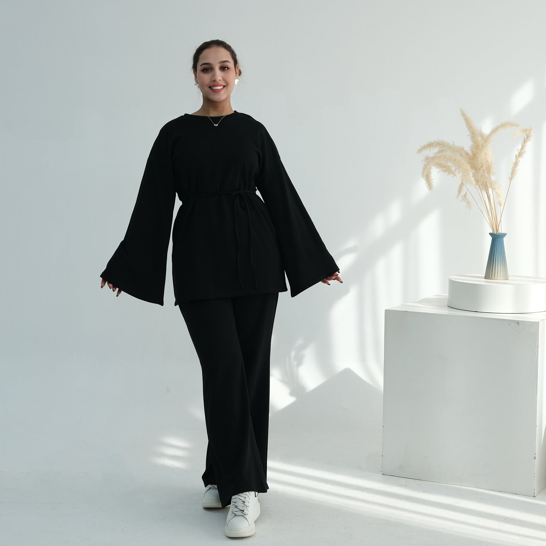 100% Cotton Oversized Top & Wide-Leg Trouser Set(MS450)