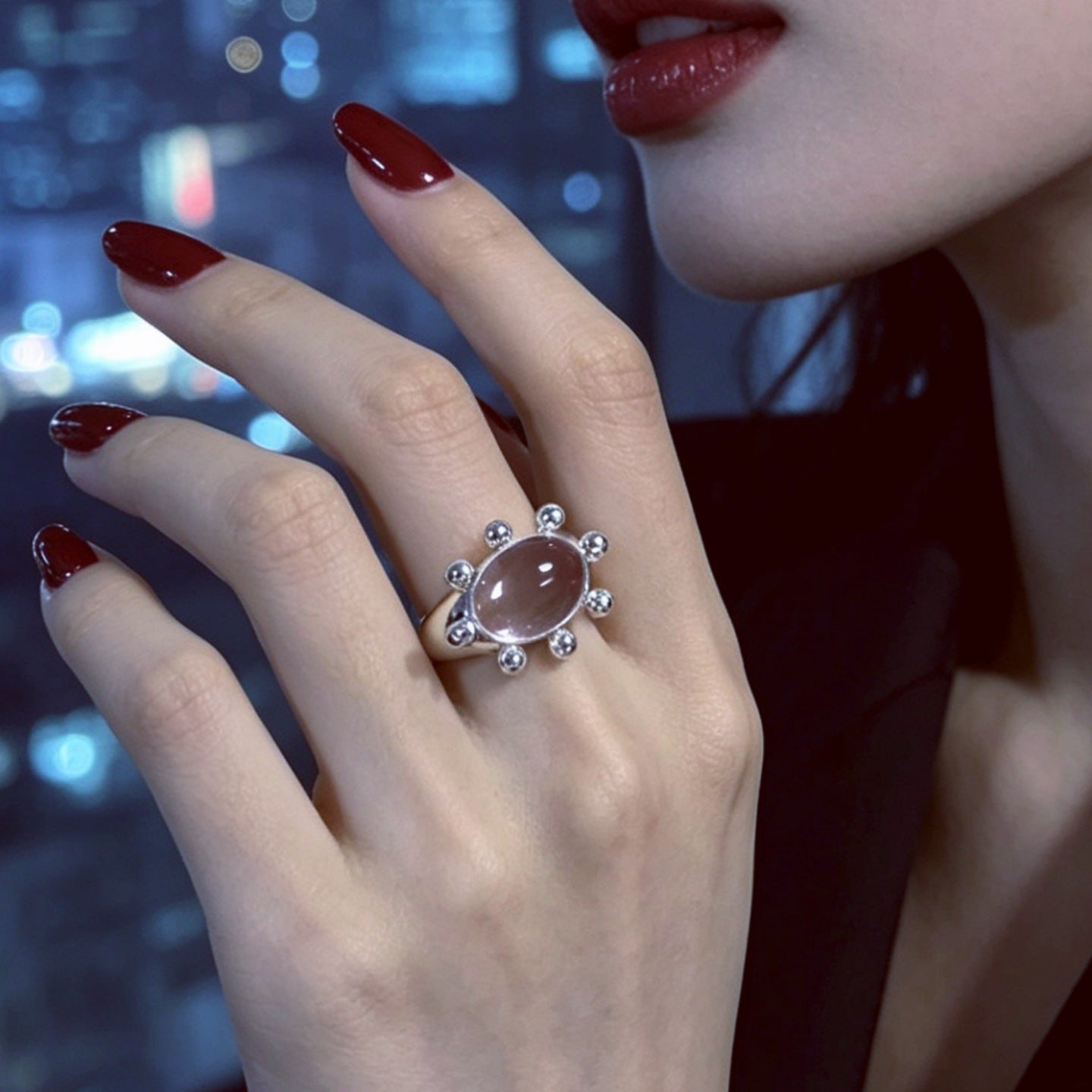 Vintage Crab Sunburst Crystal Statement Ring | Adjustable Ring（MAC483）