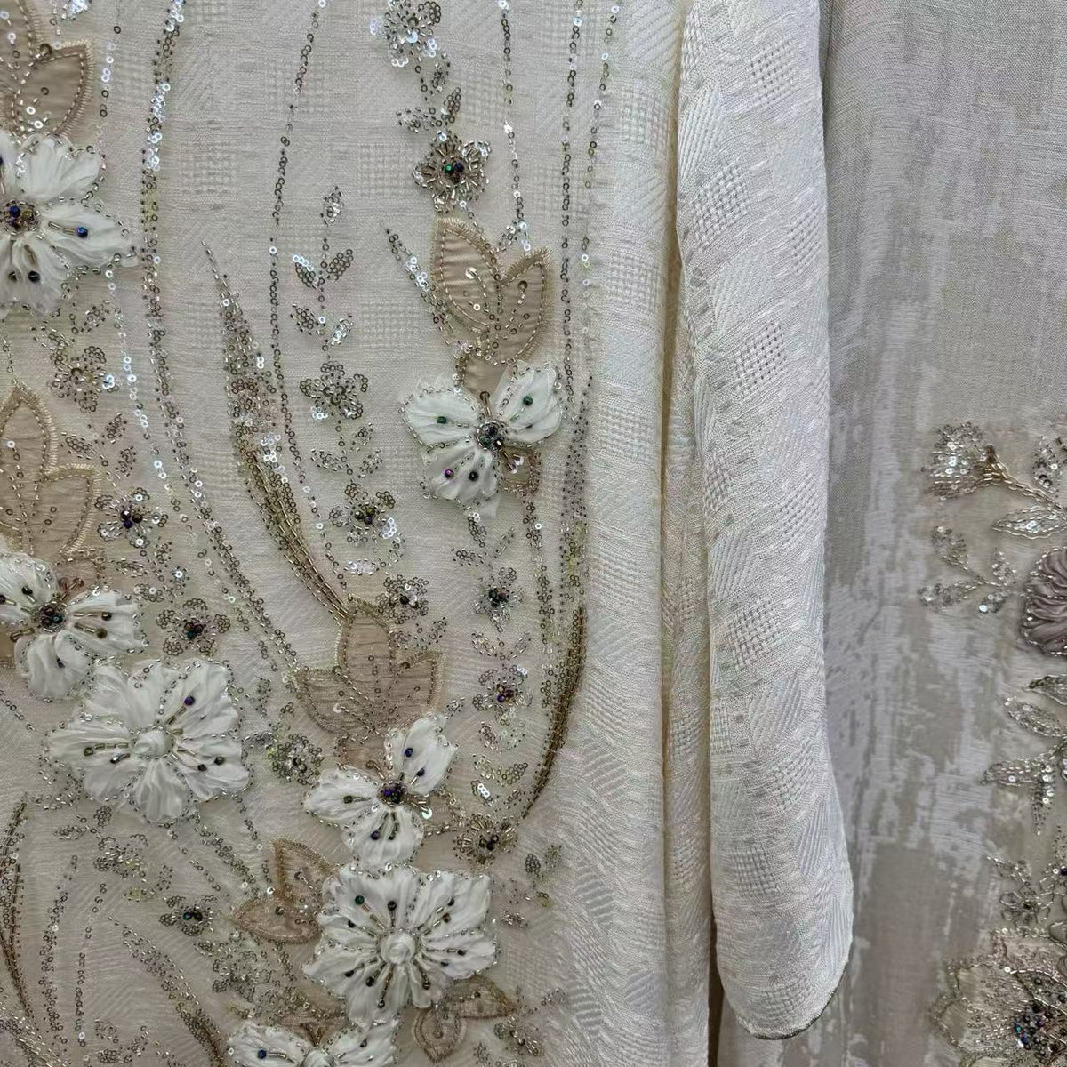 Luxury Embroidered Beaded Abaya | 3D Floral Sequin Evening Gown(MA477)