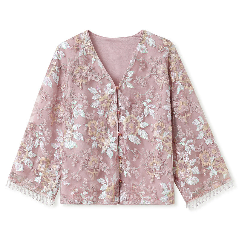 Luxury Embroidered Floral Jacket & Skirt Set(MS307)