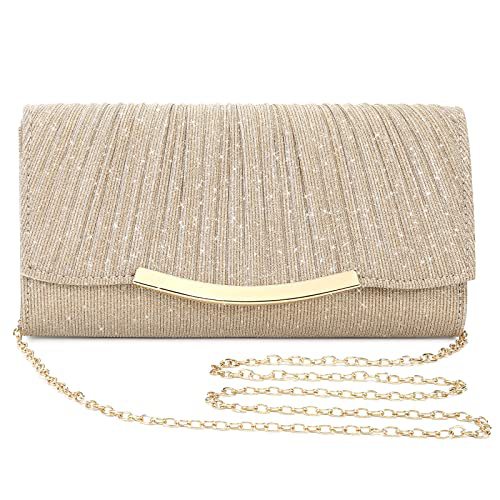 Signature metal bar closure detail on women's evening clutch
