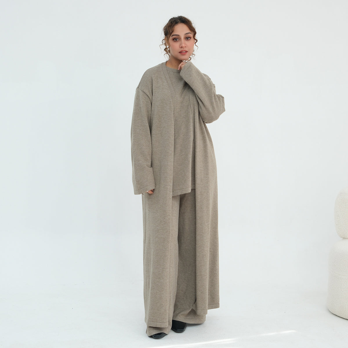 Solid Knit Top & Pants Set(MOA350)