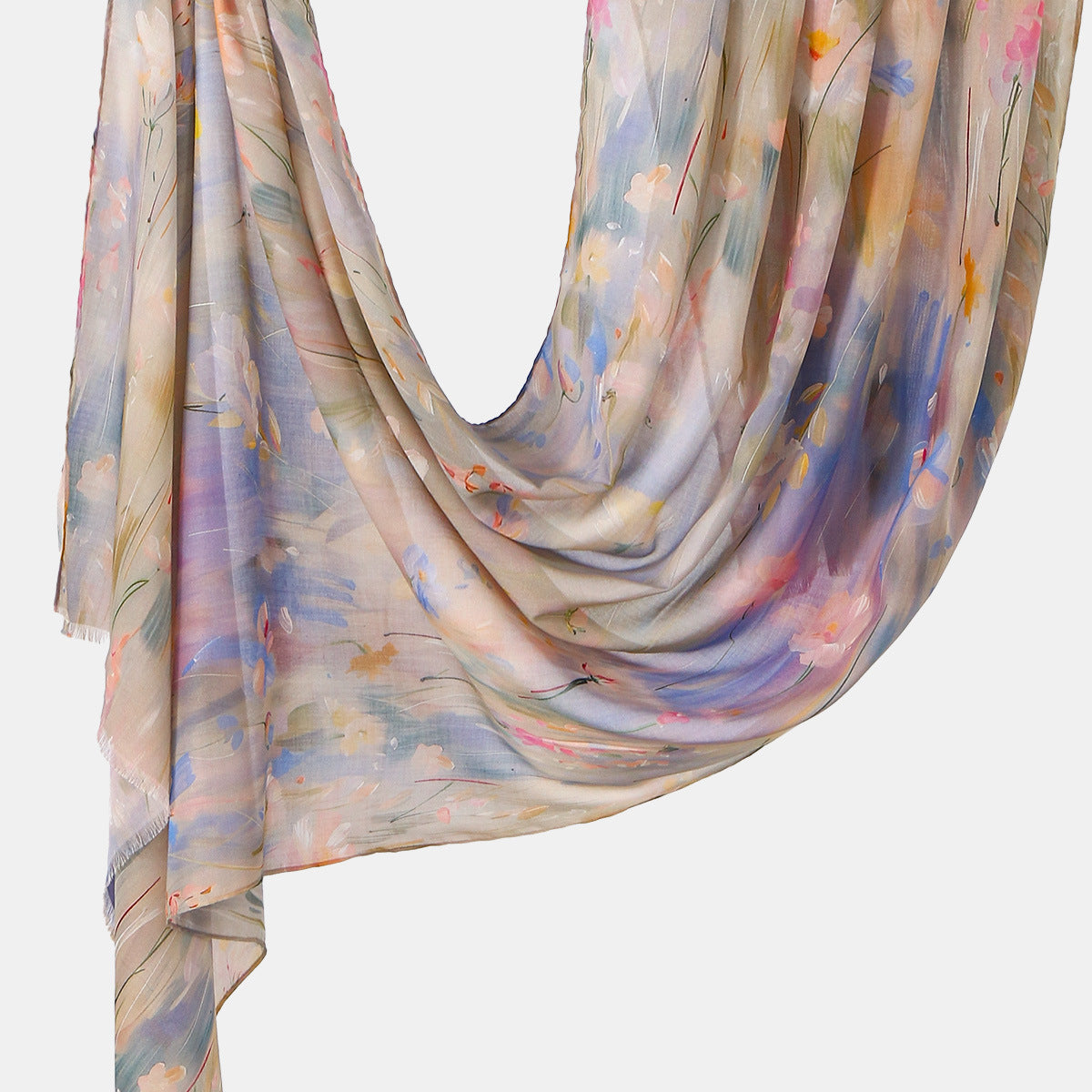 Impressionist Floral Print Lightweight Hijab Scarf(MH250)