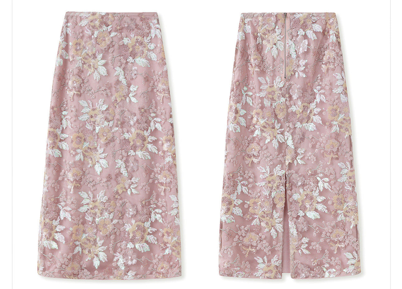 Luxury Embroidered Floral Jacket & Skirt Set(MS307)