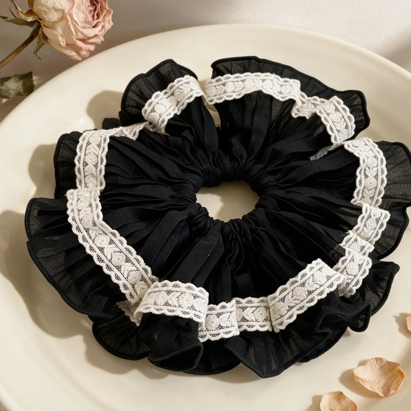Oversized Ruffled Scrunchie Hair Tie（MAC455）