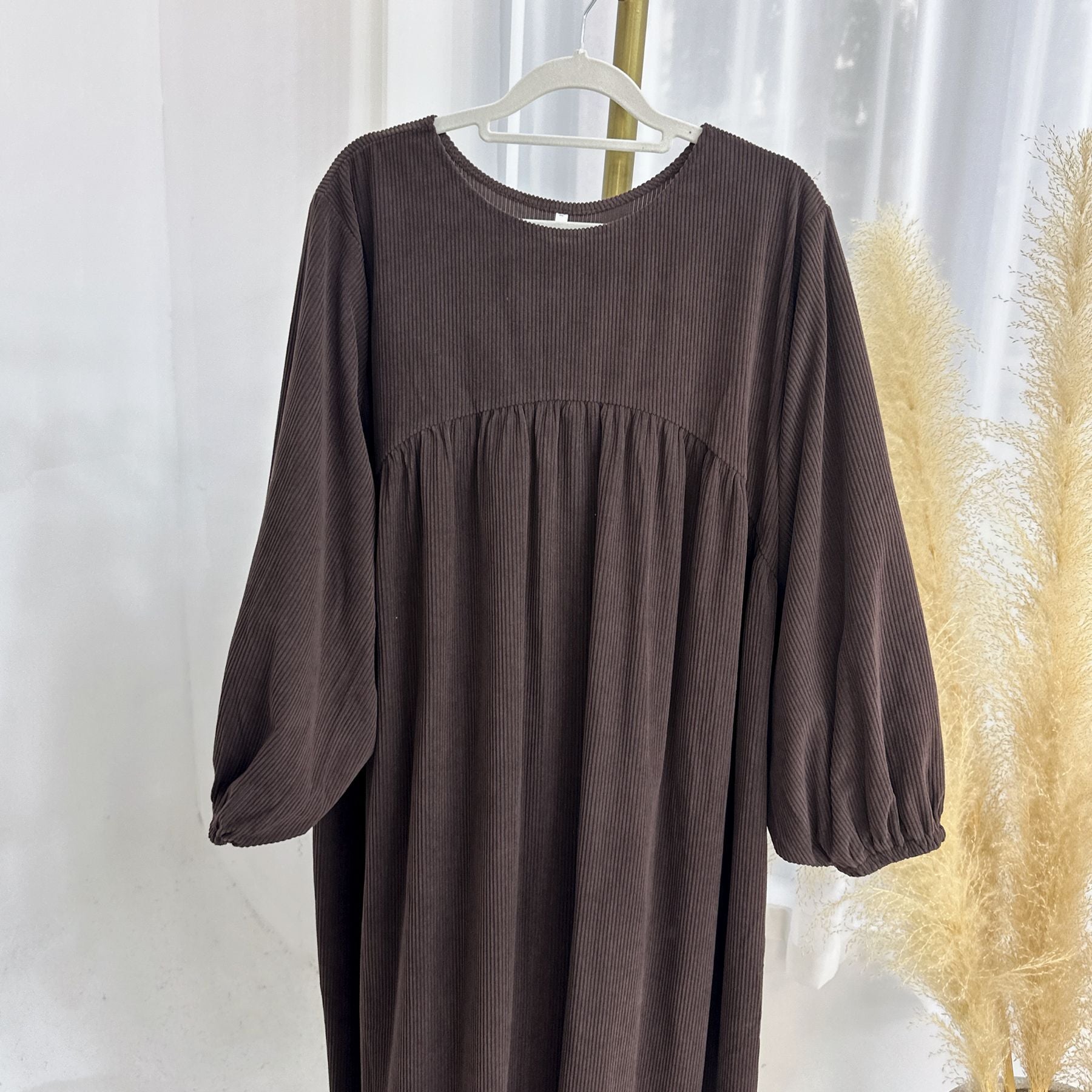 Corduroy Swing Loose Casual Abaya (MA117)