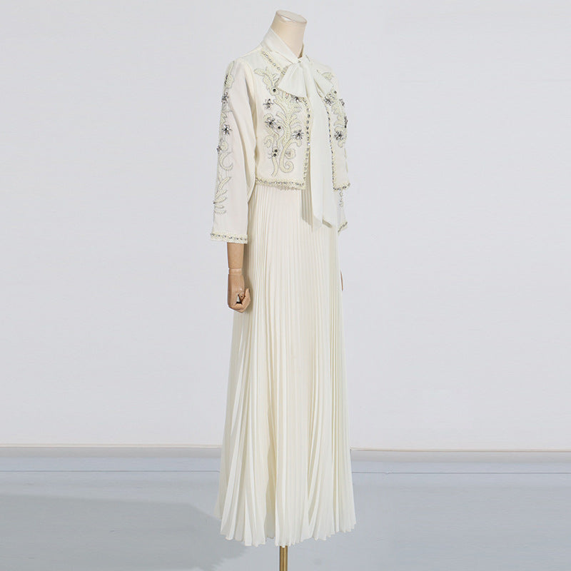 Crystal Embellished Jacket & Pleated Skirt Set(MS305)