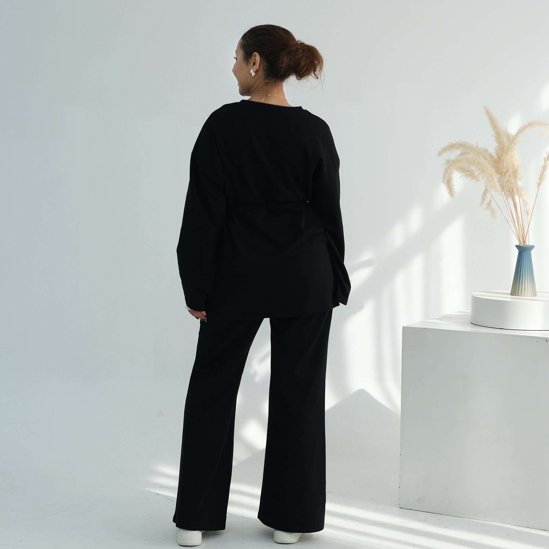 100% Cotton Oversized Top & Wide-Leg Trouser Set(MS450)