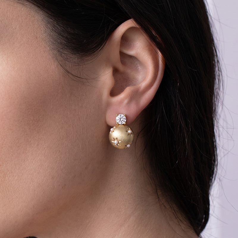 Elegant Brushed Heart Stud Earrings（MAC460）