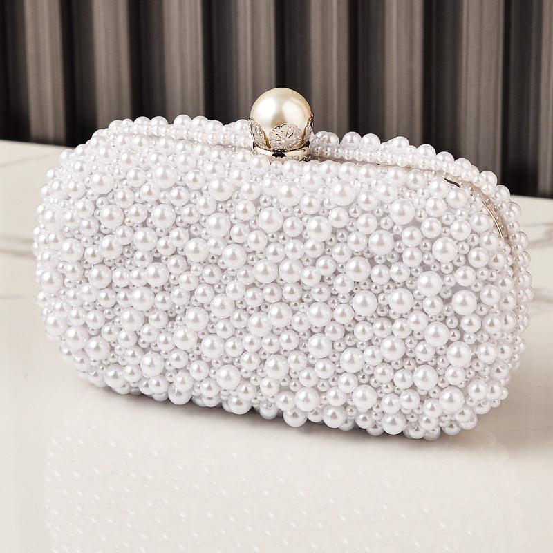 Elegant Faux Pearl Evening Clutch Bag - Vintage Style Beaded Handbag & Crossbody Purse for Weddings & Parties（MAC491）