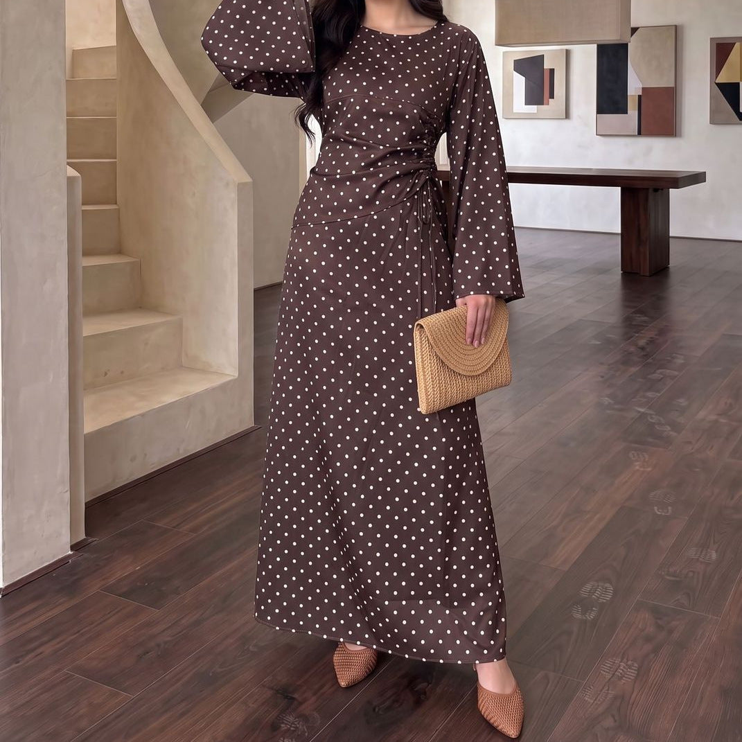 Polka Dot Flared Sleeve Maxi Dress(MS503)