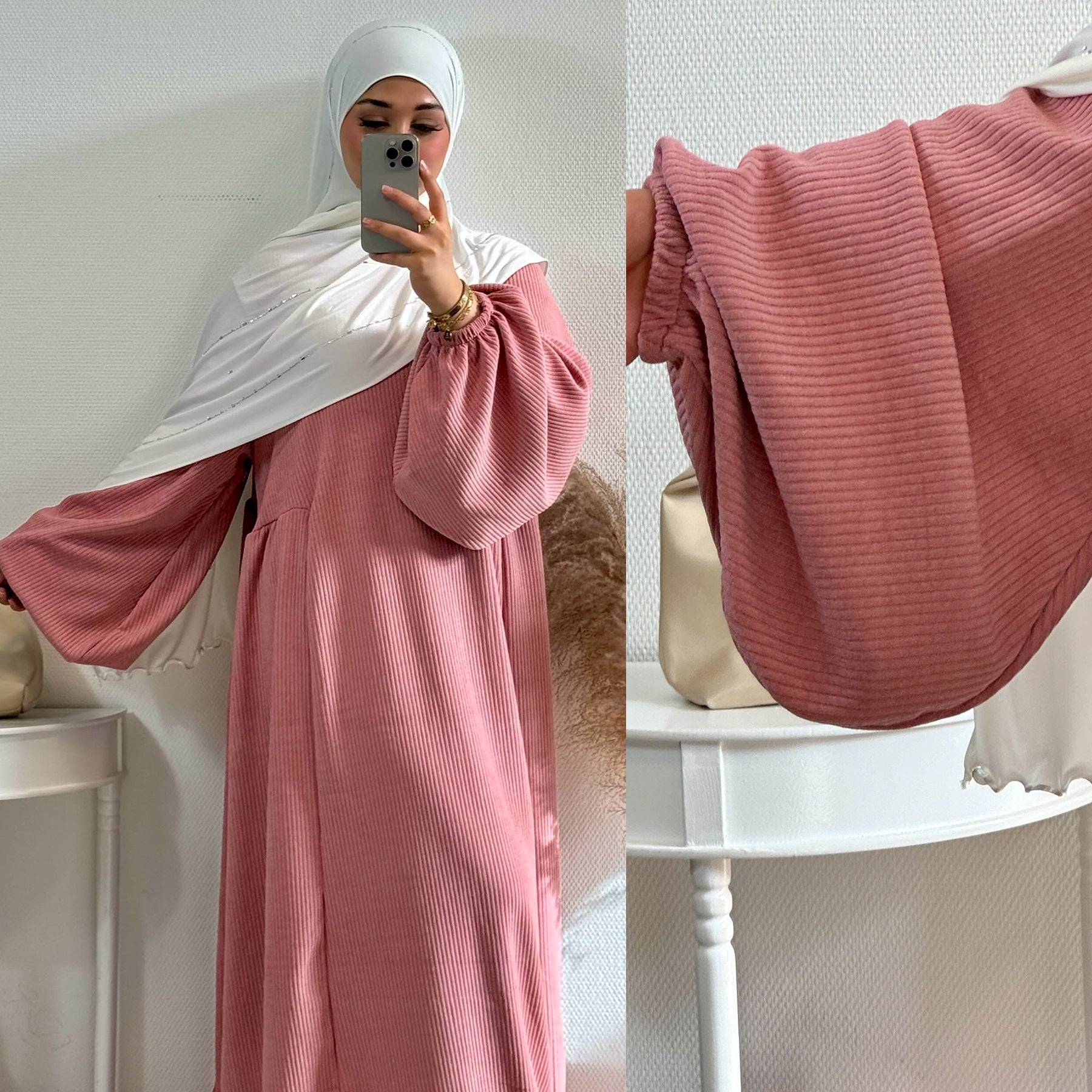 Corduroy Swing Loose Casual Abaya (MA117)