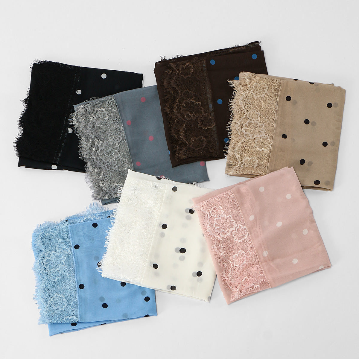 Foulard Hijab à Dentelle Pois (MH252)