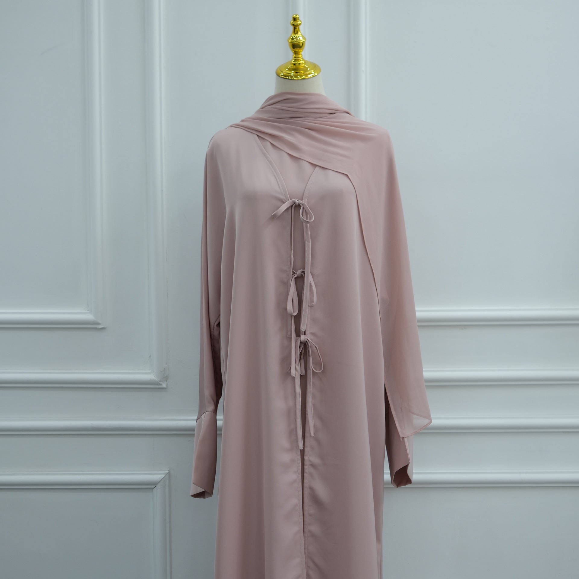 Nida Three-Piece Open Abaya Set(MOA340)