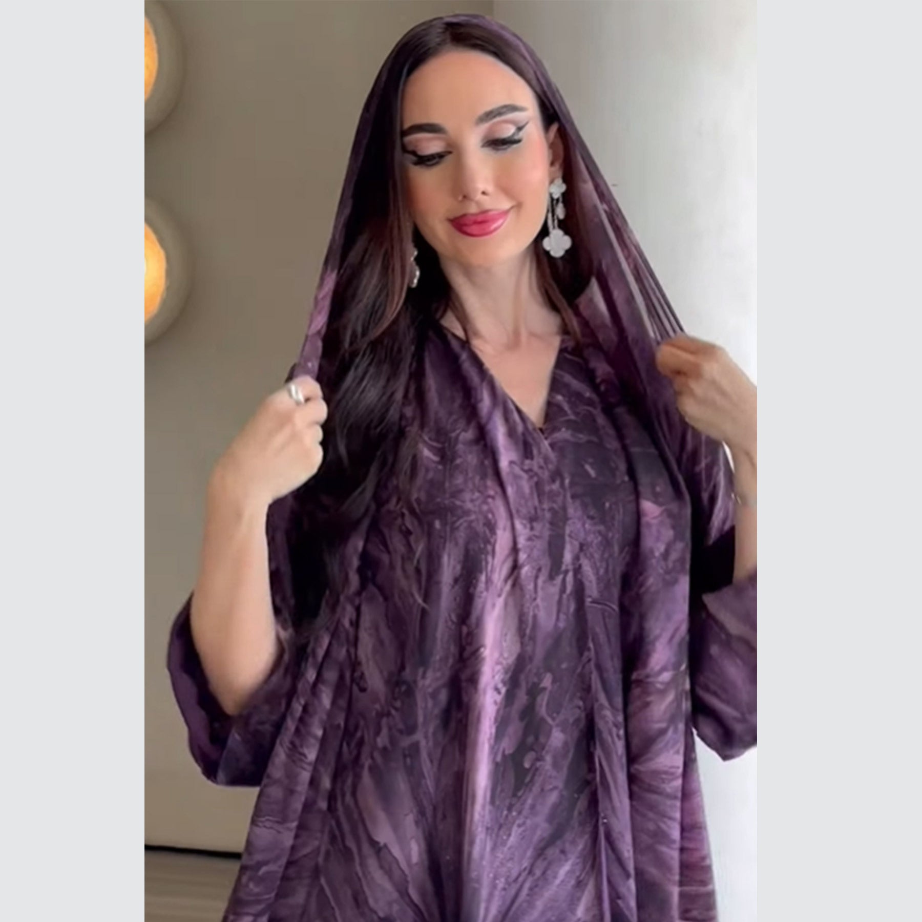 Printed Cardigan Abaya Collection | Modest Luxury Loungewear Feather-Print Robes (MOA194)