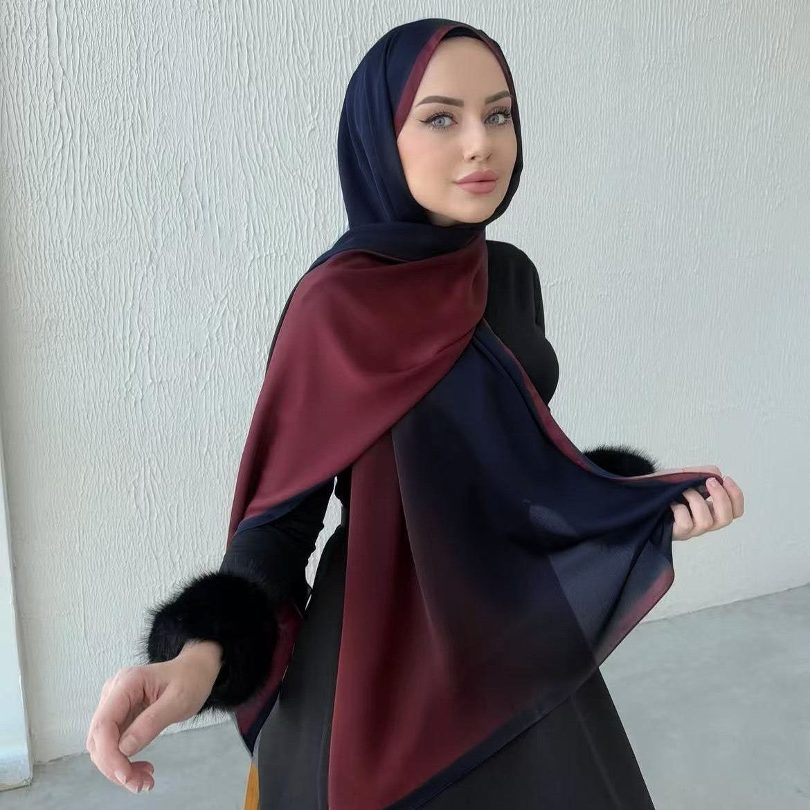 Luxury Premium Pearl Chiffon Gradient Hijab(MH148)