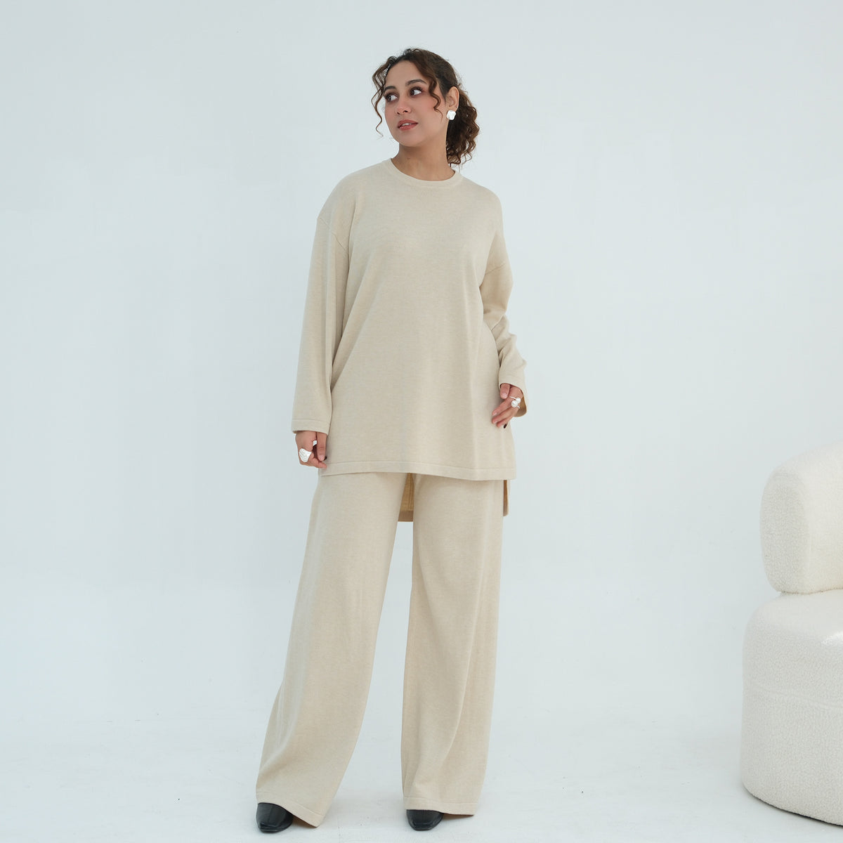 Solid Knit Top & Pants Set(MOA350)