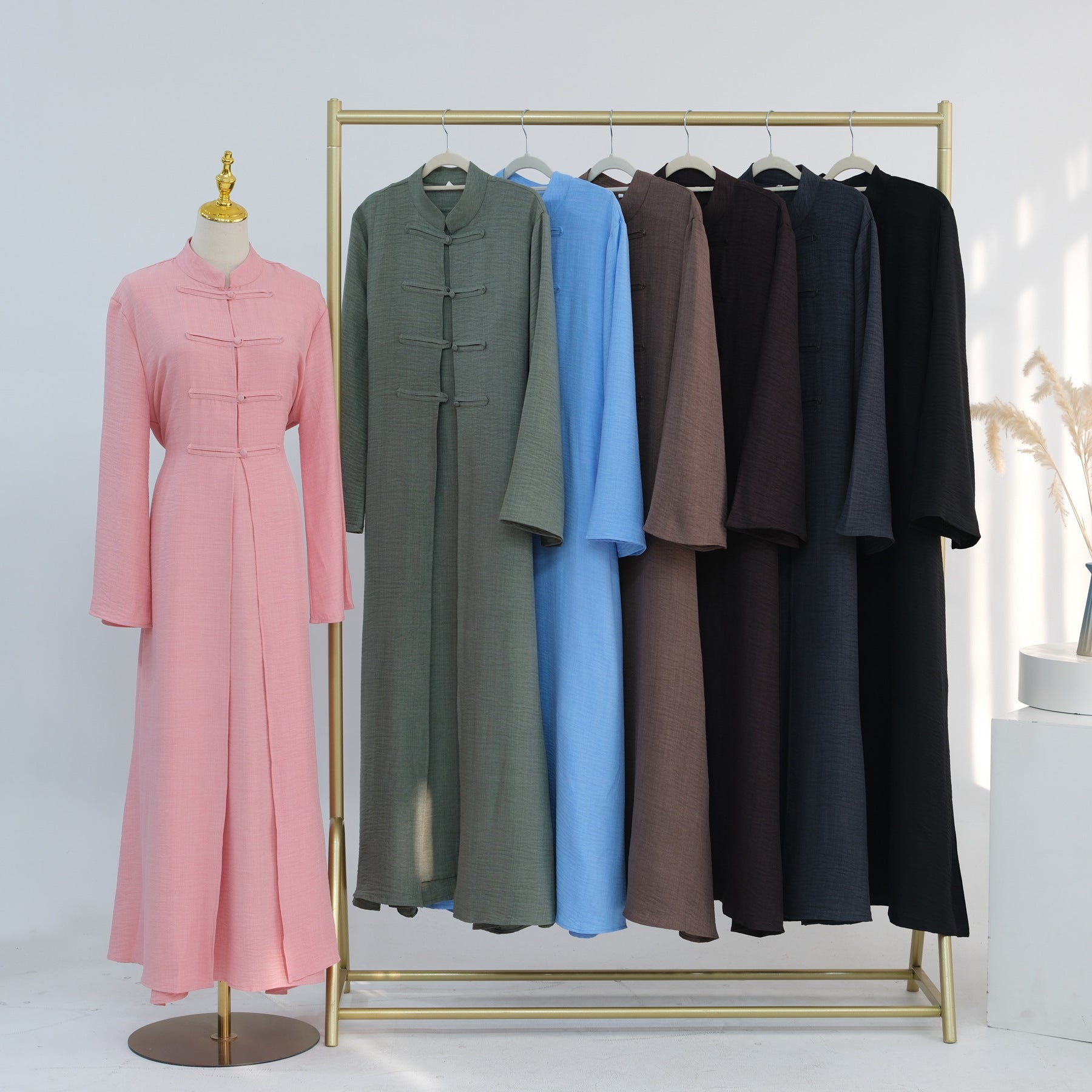 Textured Abaya Set with Tie-Back(MA368)