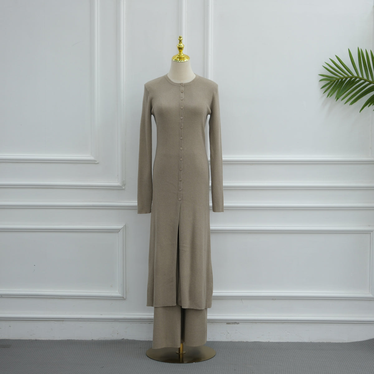 Modest Ribbed Knit Two-Piece Set(MS536)