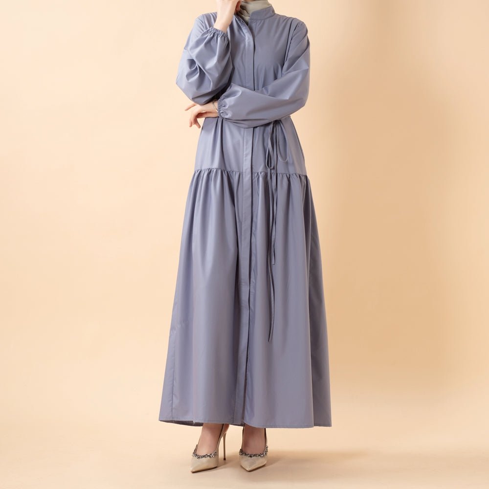 A - Line Trench Shirt Maxi Dress with Pockets(MA422) - Mariam's Collection