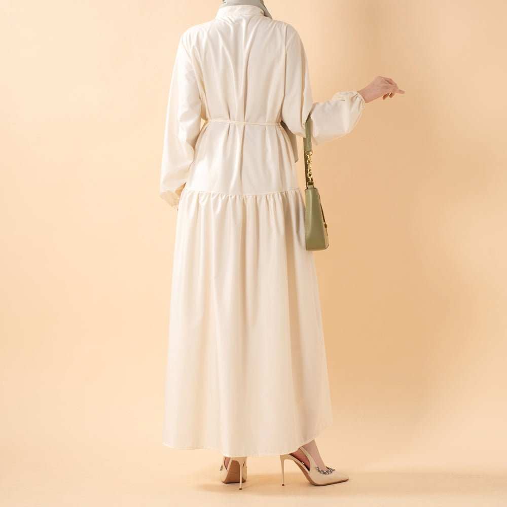 A - Line Trench Shirt Maxi Dress with Pockets(MA422) - Mariam's Collection