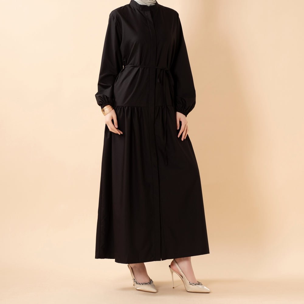 black linen dress short sleeve Umgee Short Linen Blend Dress in Black 1XL main image 1