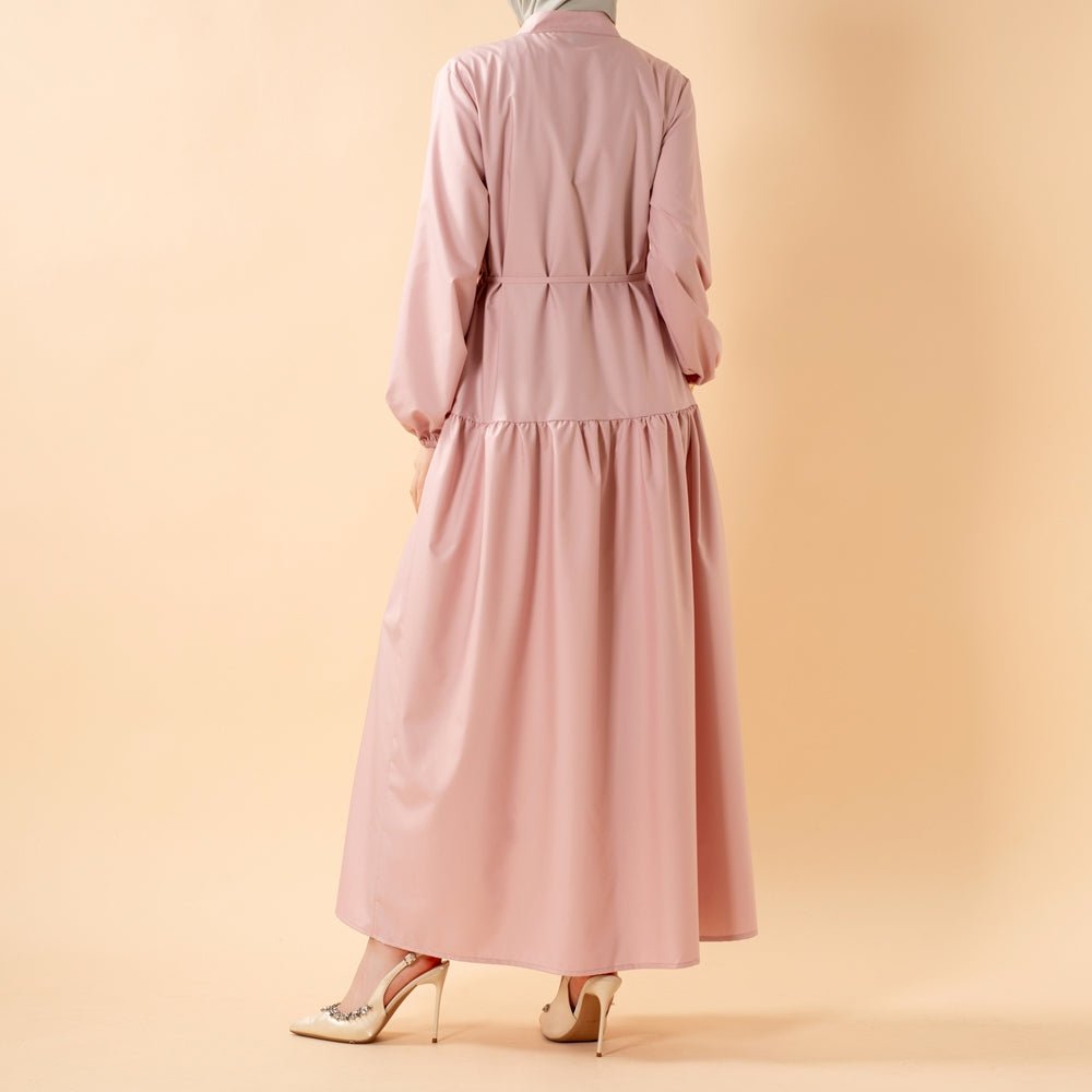 A - Line Trench Shirt Maxi Dress with Pockets(MA422) - Mariam's Collection
