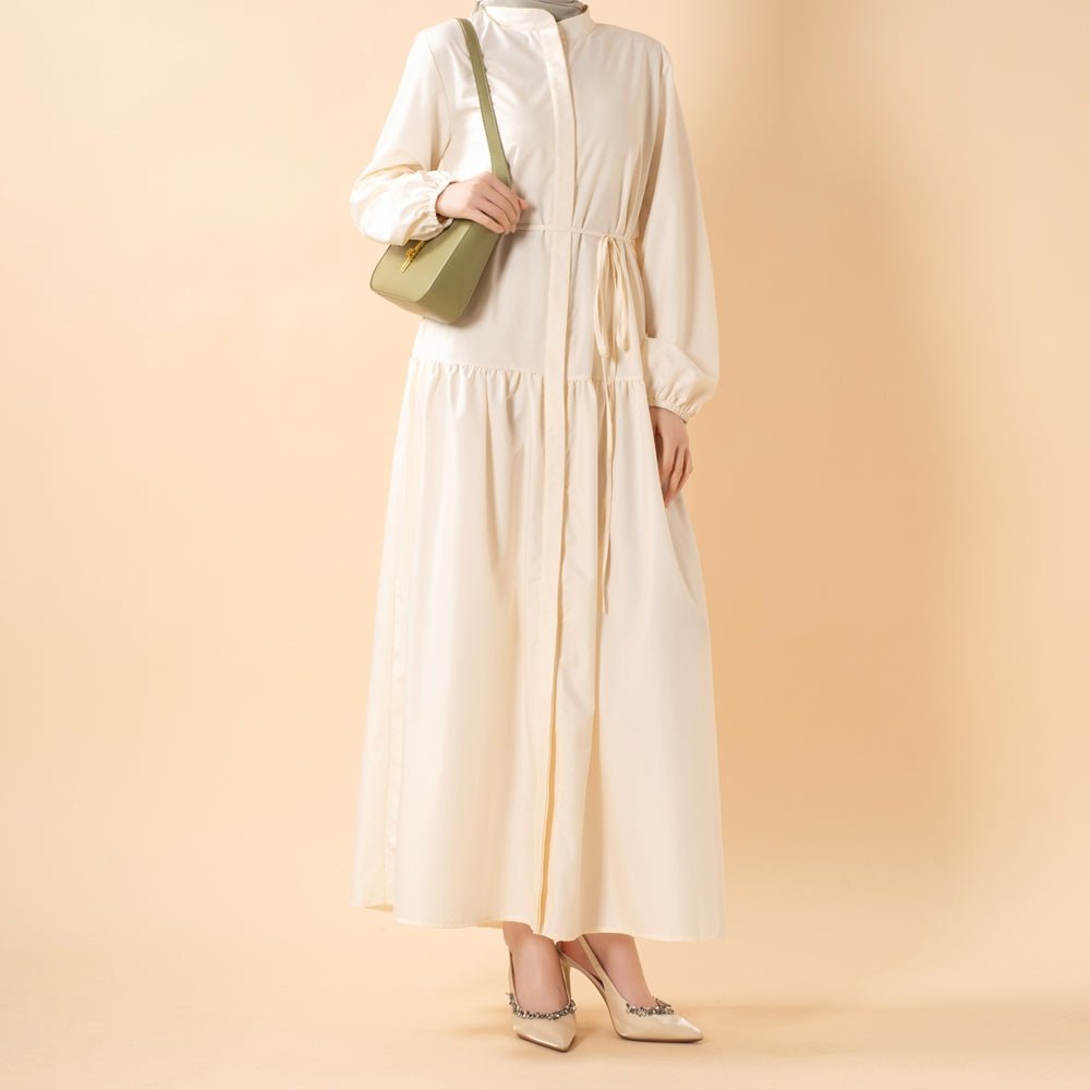 A - Line Trench Shirt Maxi Dress with Pockets(MA422) - Mariam's Collection