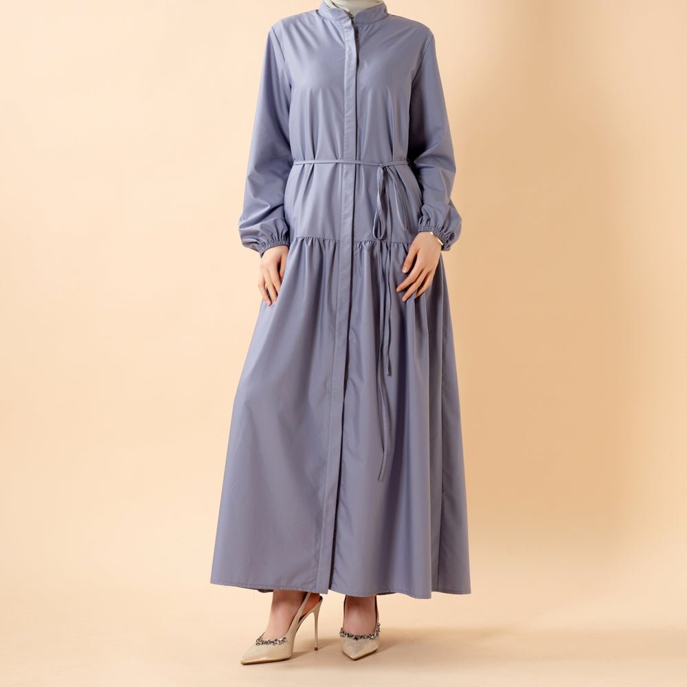A - Line Trench Shirt Maxi Dress with Pockets(MA422) - Mariam's Collection